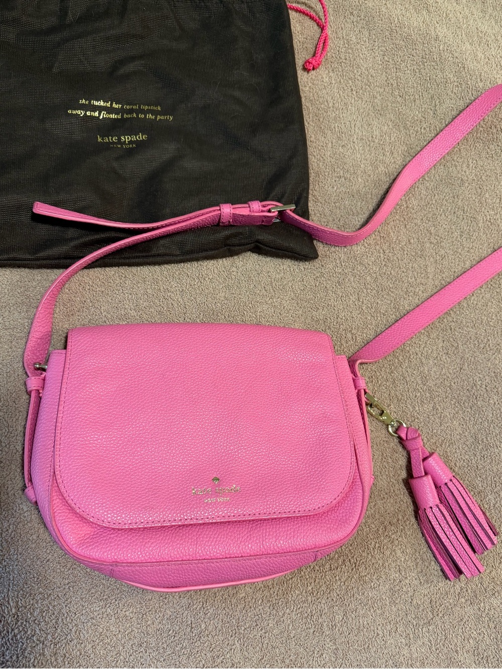 kate spade orchard street Penelope hot pink pebbled leather crossbody bag